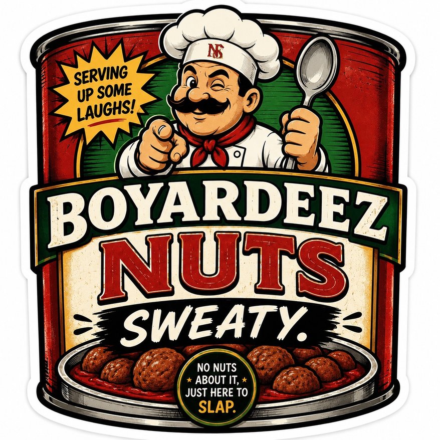 Boyardeez Nuts Sticker | Funny Parody Label Decal