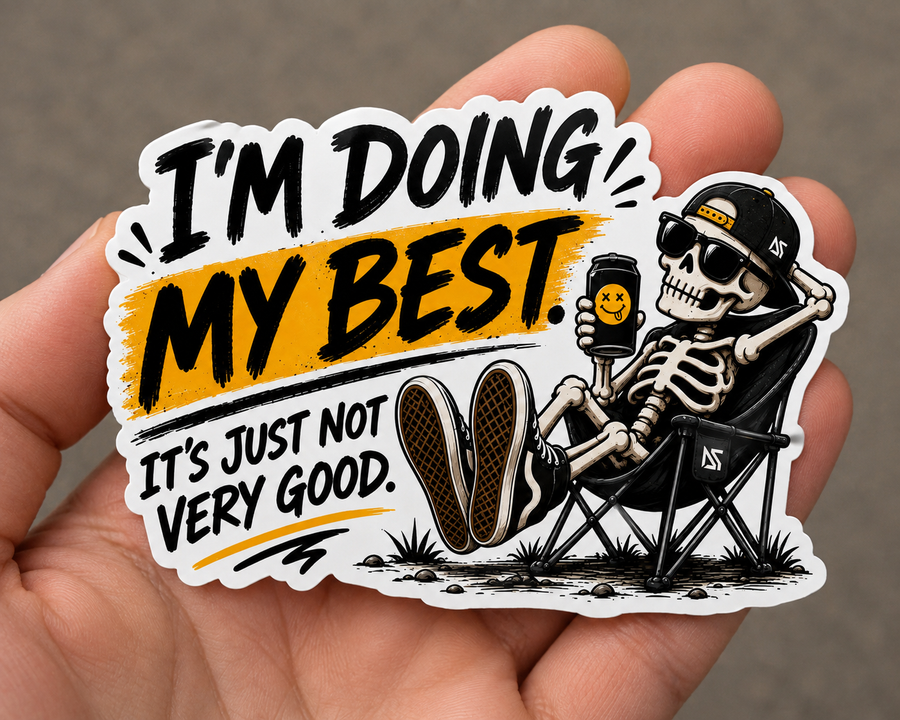 I'm Doing My Best Sticker | Sarcastic Skeleton Camp Decal