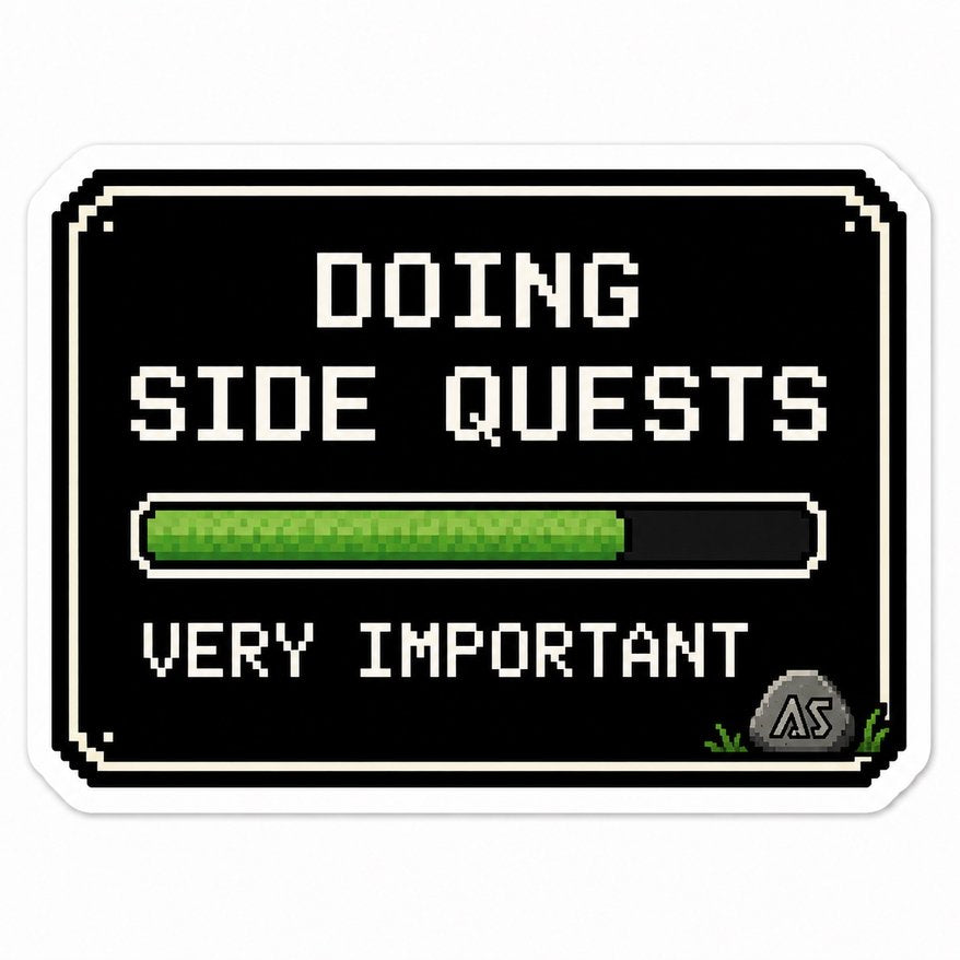 Doing Side Quests Sticker | Retro Pixel Loading Bar Decal