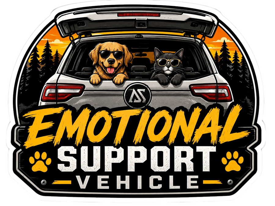 Emotional Support Vehicle Sticker | Funny Dog Cat Car Sticker | Pet Lover Decal