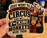 Circus Monkeys Sticker | Funny Adult Humor Decal