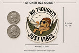 No Thoughts Just Vibes Sticker, Camping Bear Vinyl Sticker, Outdoor Adventure Sticker, Water Bottle Laptop Sticker