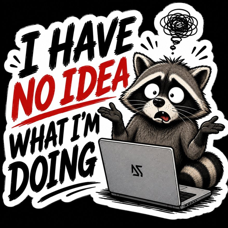 I Have No Idea What I'm Doing Sticker | Funny Raccoon Decal