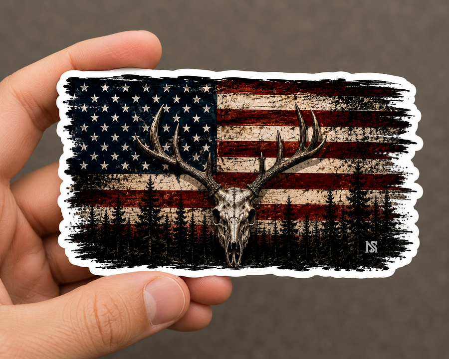 Deer Skull Flag Sticker