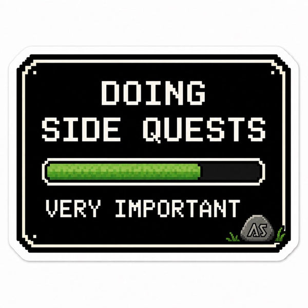 Doing Side Quests Sticker | Retro Pixel Loading Bar Decal