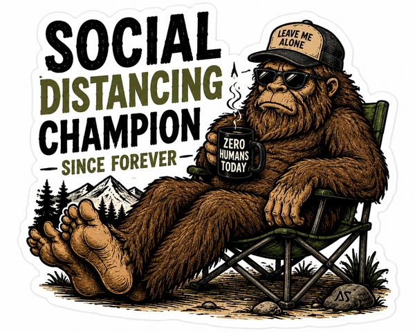 Social Distancing Champion Sticker | Bigfoot Decal