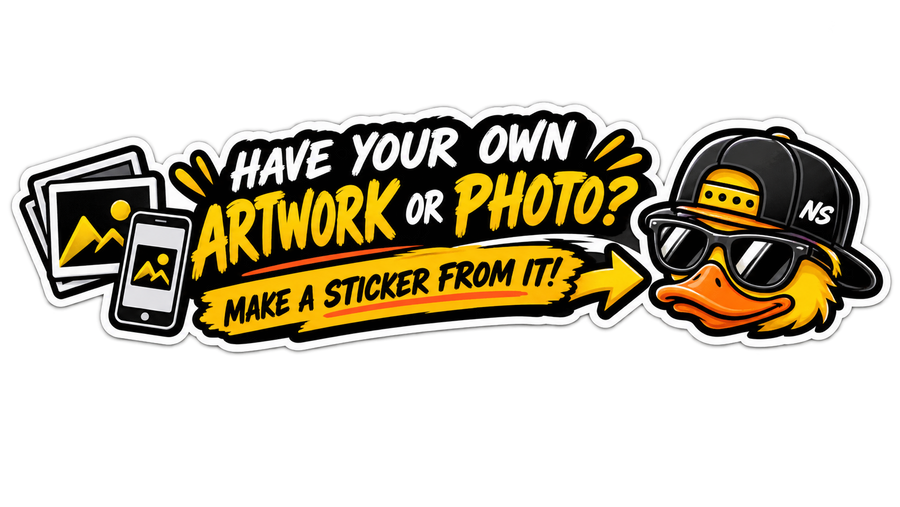 Have your own artwork or photo? Make a sticker from it.