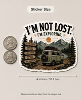 I'm Not Lost I'm Exploring Van Life Sticker | Adventure Decal Waterproof — size guide