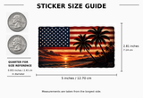 Ocean Flag Sticker | Beach Sunset American Flag Decal | Waterproof Vinyl — size guide