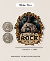 Emotional Supportive Rock Sticker | Gentleman Mental Health Decal — size guide