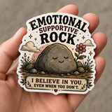 I Believe In You Sticker | Emotional Support Rock & Flower Decal — real sticker held in hand