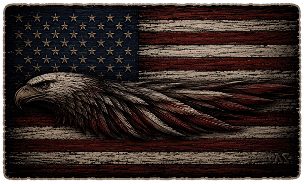 Half Eagle Flag Sticker | Bald Eagle Wing American Flag Decal | Waterproof Vinyl