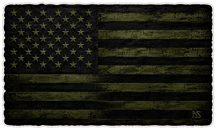 Military Flag Sticker | Olive Drab Tactical American Flag Decal | Waterproof Vinyl