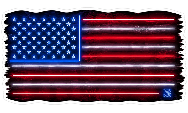 Neon Flag Sticker | Glowing American Flag Decal | Waterproof Vinyl