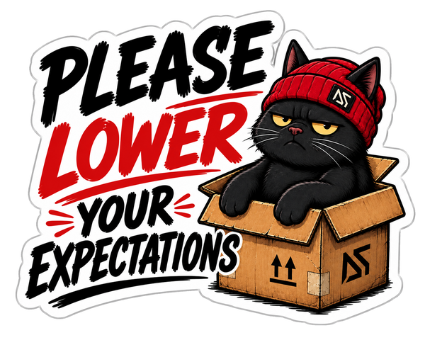 Please Lower Your Expectations Sticker | Grumpy Cat In A Box Decal