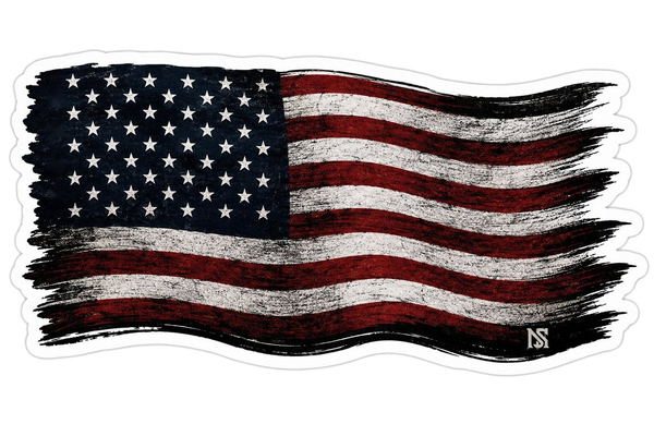 Retro Waving Flag Sticker | Classic American Flag Decal | Waterproof Vinyl
