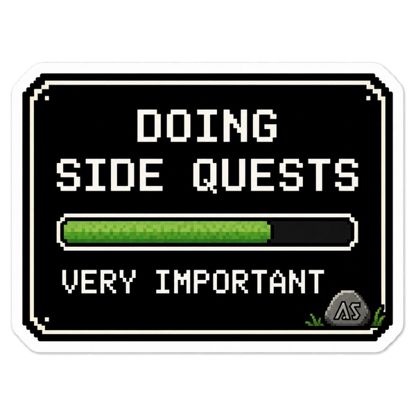 Doing Side Quests Sticker | Retro Pixel Loading Bar Decal