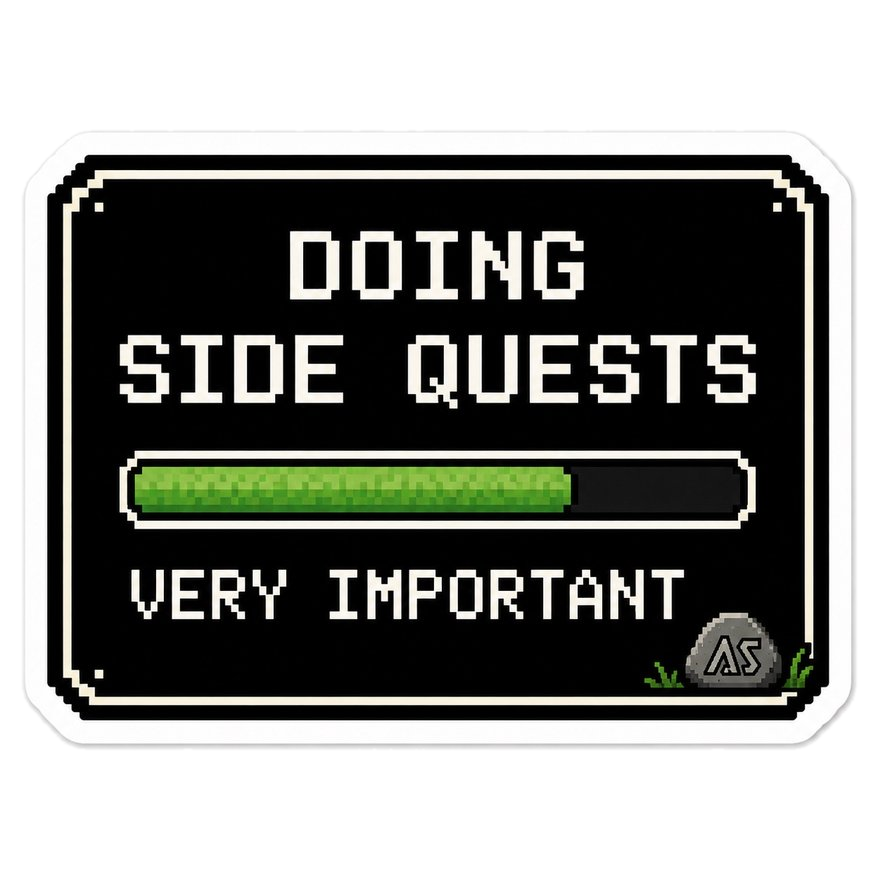 Doing Side Quests Sticker | Retro Pixel Loading Bar Decal
