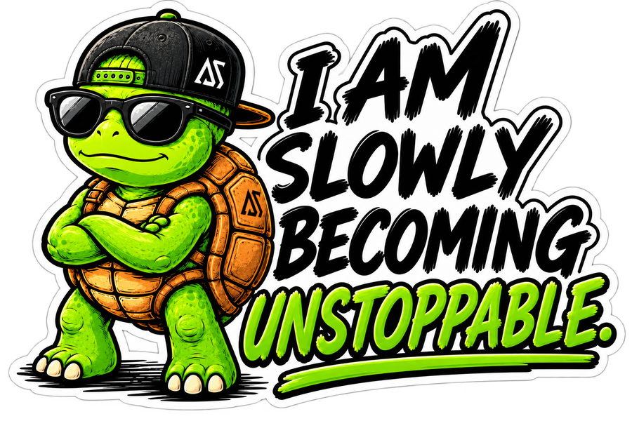 I Am Slowly Becoming Unstoppable Sticker | Funny Turtle Sticker | Motivational Decal