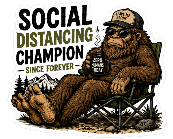 Social Distancing Champion Sticker | Bigfoot Decal