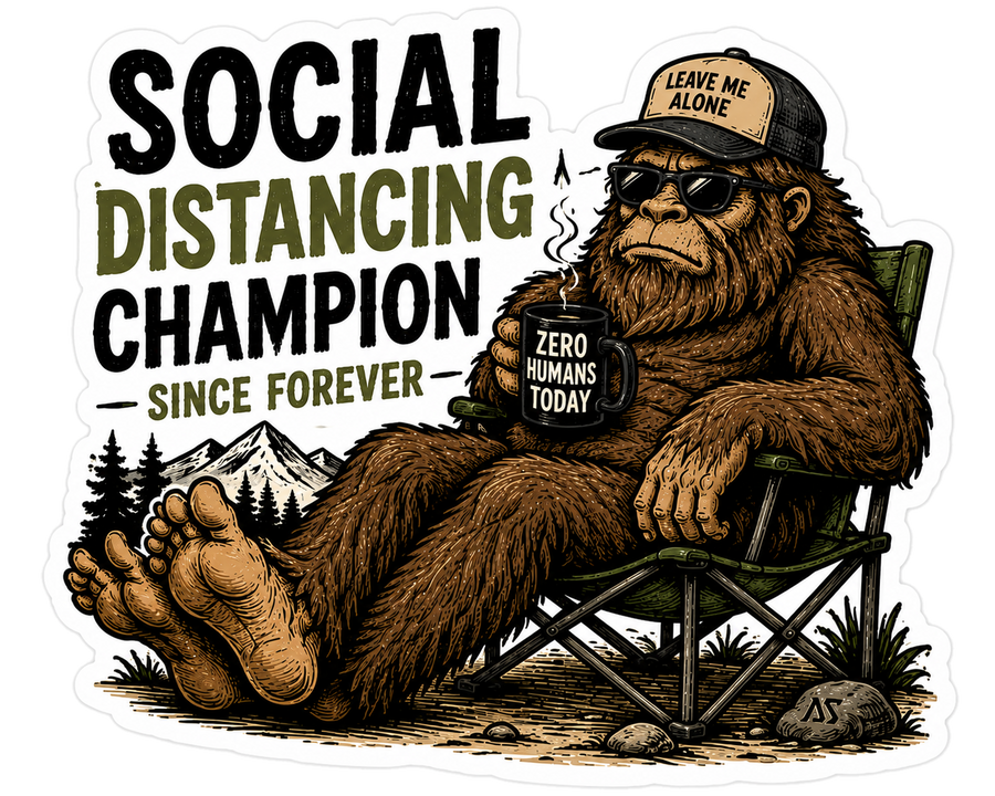 Social Distancing Champion Sticker | Bigfoot Decal