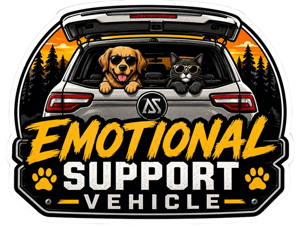 Emotional Support Vehicle Sticker | Funny Dog Cat Car Sticker | Pet Lover Decal