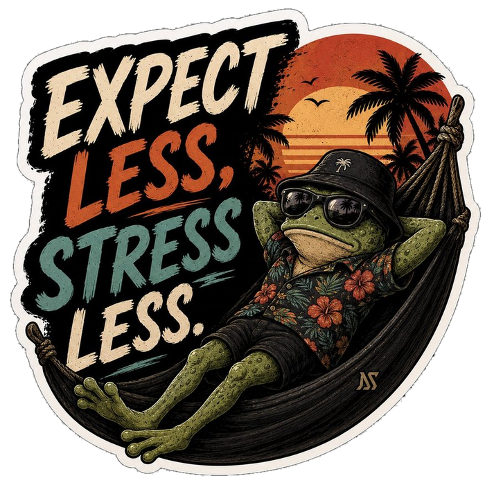 Expect Less frog sticker